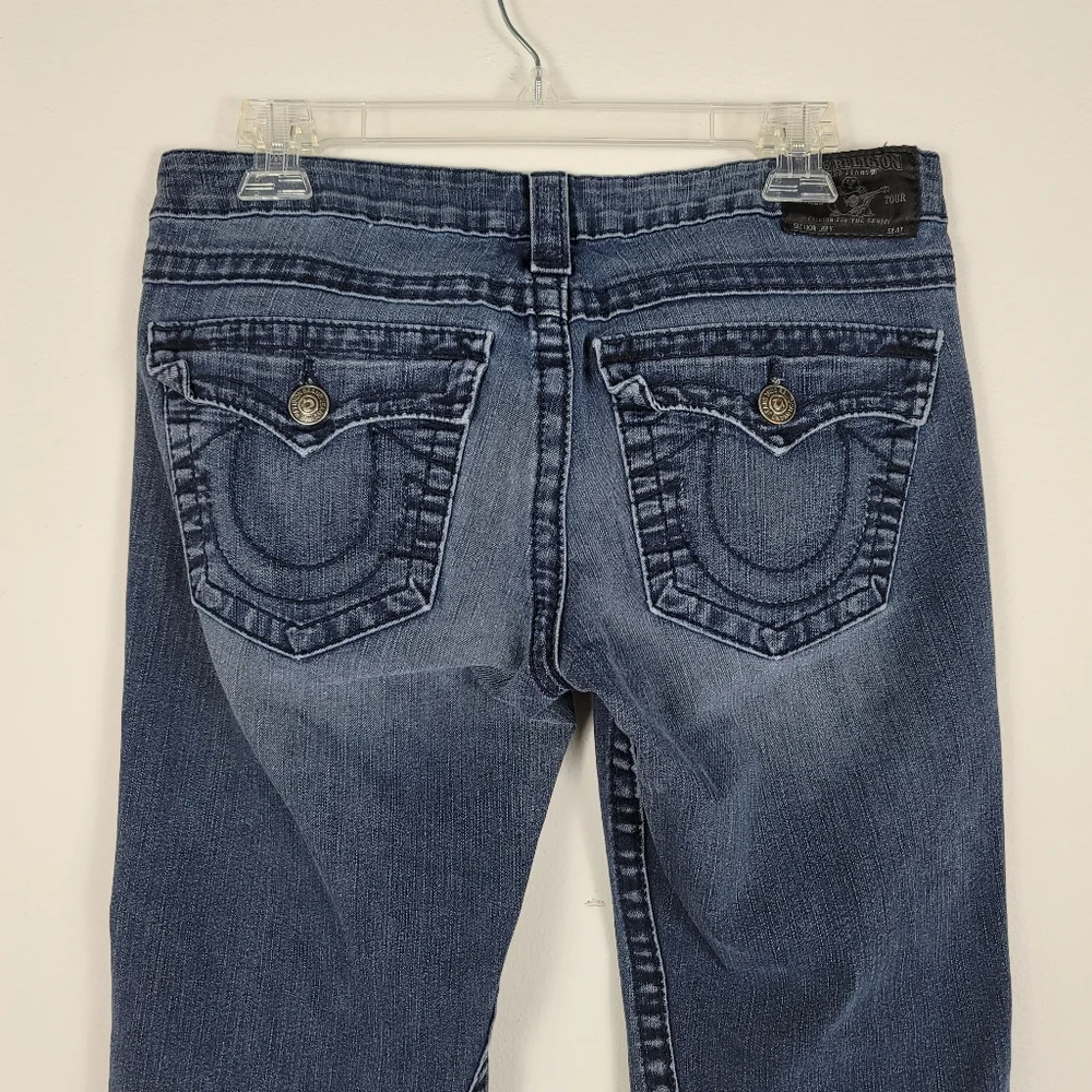 True Religion Size 31 bell bottom cotton blend blue jeans - Picture 6 of 9